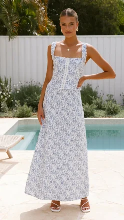 LILYWHYT Bottoms|Sets^Saylor Maxi Skirt - Blue Floral