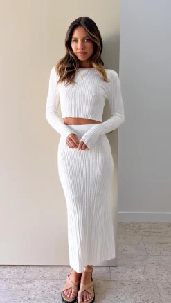 Alive Girl Knitwear|Knitwear^Senya Maxi Skirt - White