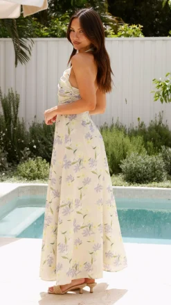 LILYWHYT Sale Dresses^Sharya Halter Neck Maxi Dress - Lemon Floral