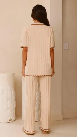 LILYWHYT Knit Tops|Knitwear^Shaylie Button Up Shirt - Beige