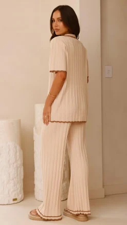LILYWHYT Knitwear|Knitwear^Shaylie Wide Leg Pants - Beige