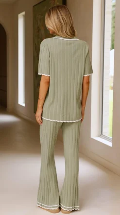 LILYWHYT Knitwear|Knitwear^Shaylie Wide Leg Pants - Sage