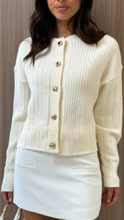 Fashion Allied Knit Tops|Knitwear^Shayna Heart Cardigan - Cream