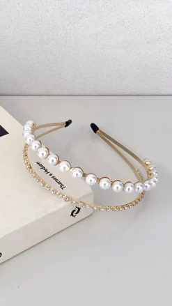 Angel Whisper Fascinators|Hair Accessories^Sinclair Headpiece - Gold/Pearl