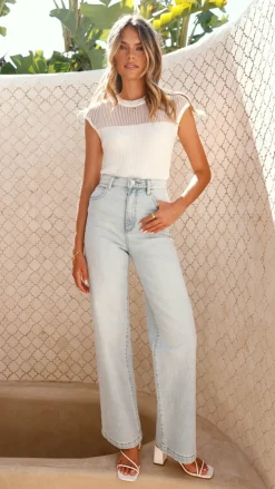 Style State Knit Tops|Knitwear^Sofia Sheer Stripe Knit Top - White