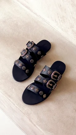 Sol Sana / Kinzu Brands Pty Ltd Sol Sana^Sol Sana Eastwood Slide - Black/Gold