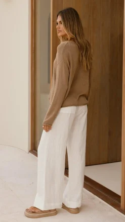 Little Lies Knit Tops|Knitwear^Spring Scoop Neck Long Sleeve Top - Taupe
