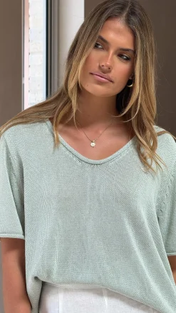 Little Lies Knit Tops|Knitwear^Spring Scoop Neck Tee - Sage