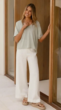 Little Lies Knit Tops|Knitwear^Spring Scoop Neck Tee - Sage