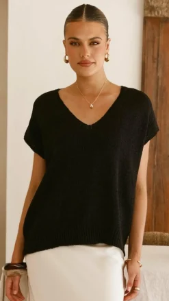 Fashion Allied Knit Tops|Knitwear^Stelaria Knit Top - Black