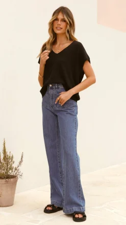 Fashion Allied Knit Tops|Knitwear^Stelaria Knit Top - Black