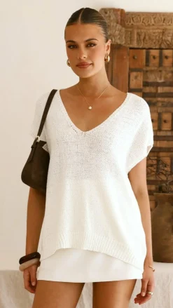 Fashion Allied Knit Tops|Knitwear^Stelaria Knit Top - White