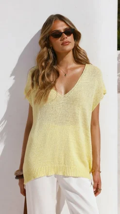 Fashion Allied Knit Tops|Knitwear^Stelaria Knit Top - Yellow