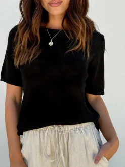Little Lies Knit Tops|Knitwear^Summer Tee - Black