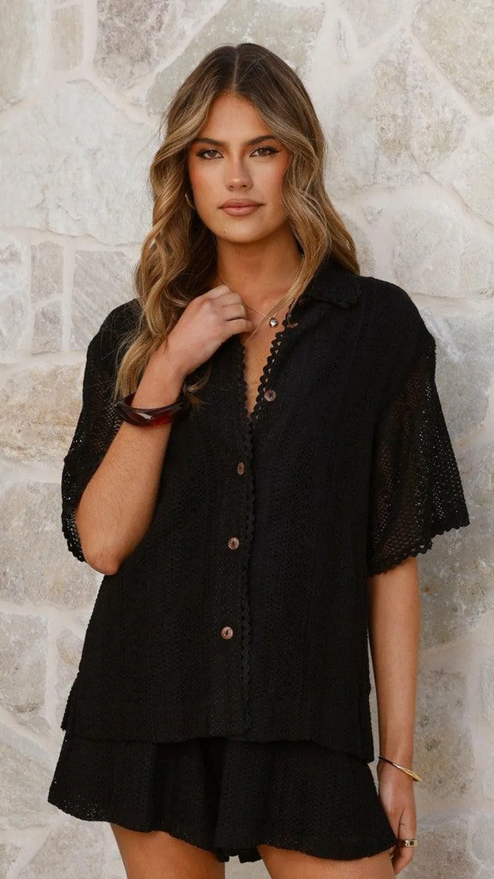 LILYWHYT Sets|Tops^Sylvie Shirt - Black