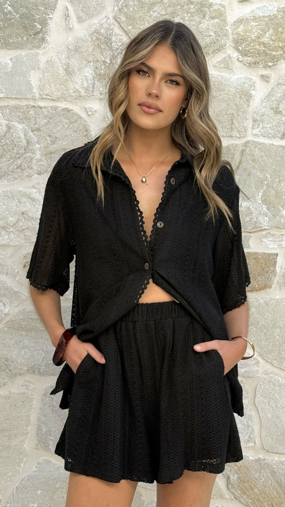 LILYWHYT Sets|Tops^Sylvie Shirt - Black