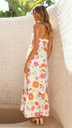 LILYWHYT Dresses|Maxi^Taffeta Maxi Dress - White Floral