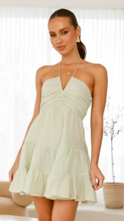 LILYWHYT Sale Dresses^Taffeta Mini Dress - Sage