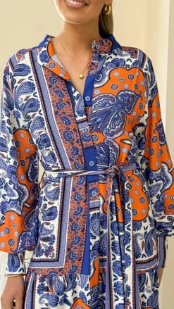 Pink Diamond Dresses|Maxi^Tasha Maxi Dress - Blue/Orange Print