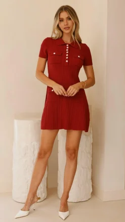 Alive Girl Sale Dresses^Taylah Collared Mini Dress - Maroon