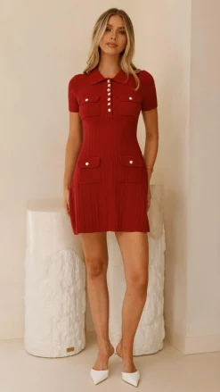 Alive Girl Sale Dresses^Taylah Collared Mini Dress - Maroon