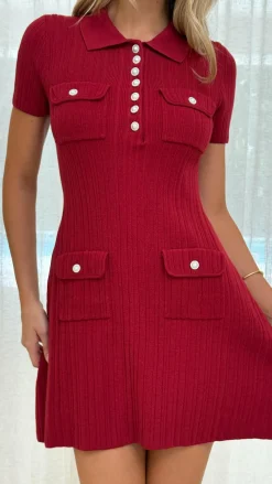 Alive Girl Sale Dresses^Taylah Collared Mini Dress - Maroon