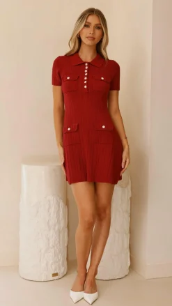 Alive Girl Sale Dresses^Taylah Collared Mini Dress - Maroon