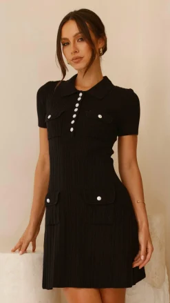 Alive Girl Knit Dresses|Knitwear^Taylah Collared Mini Dress - Black