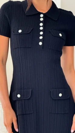 Alive Girl Knit Dresses|Knitwear^Taylah Collared Mini Dress - Black