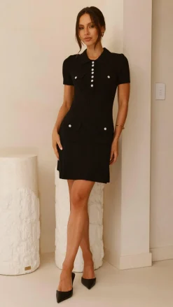 Alive Girl Knit Dresses|Knitwear^Taylah Collared Mini Dress - Black