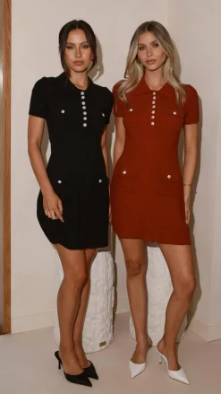 Alive Girl Knit Dresses|Knitwear^Taylah Collared Mini Dress - Black