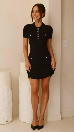 Alive Girl Knit Dresses|Knitwear^Taylah Collared Mini Dress - Black