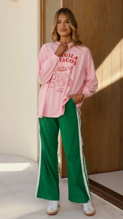 By Frankie Sets|Bottoms^Tequila and Tacos Long Sleeve Top and Pants Set - Pink / Green