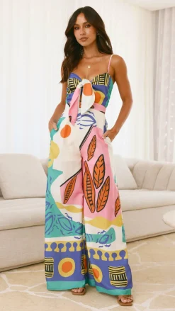 Main St Jumpsuits^Teresa Jumpsuit - Blue/Pink