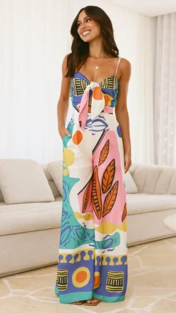 Main St Jumpsuits^Teresa Jumpsuit - Blue/Pink