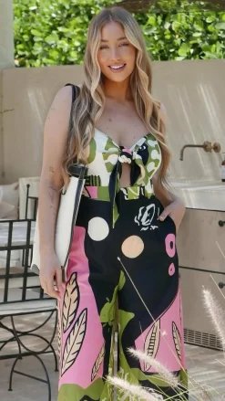 Main St Jumpsuits^Teresa Jumpsuit - Green/Pink