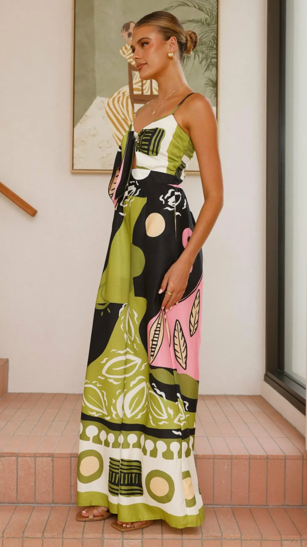 Main St Jumpsuits^Teresa Jumpsuit - Green/Pink