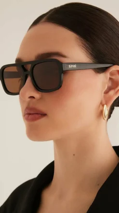 Banbe Sunglasses^The Del Ray Sunglasses - Black / Brown