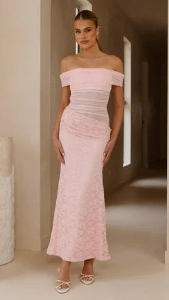 Sweet Acacia Dresses|Maxi^Tiarna Off The Shoulder Maxi Dress - Pink