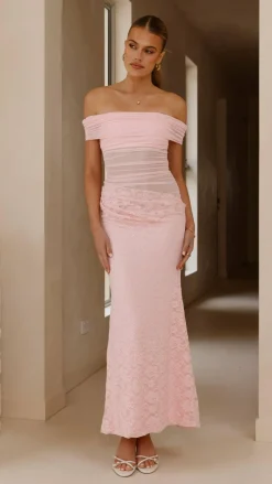 Sweet Acacia Dresses|Maxi^Tiarna Off The Shoulder Maxi Dress - Pink