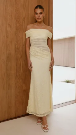 Sweet Acacia Dresses|Maxi^Tiarna Off The Shoulder Maxi Dress - Yellow
