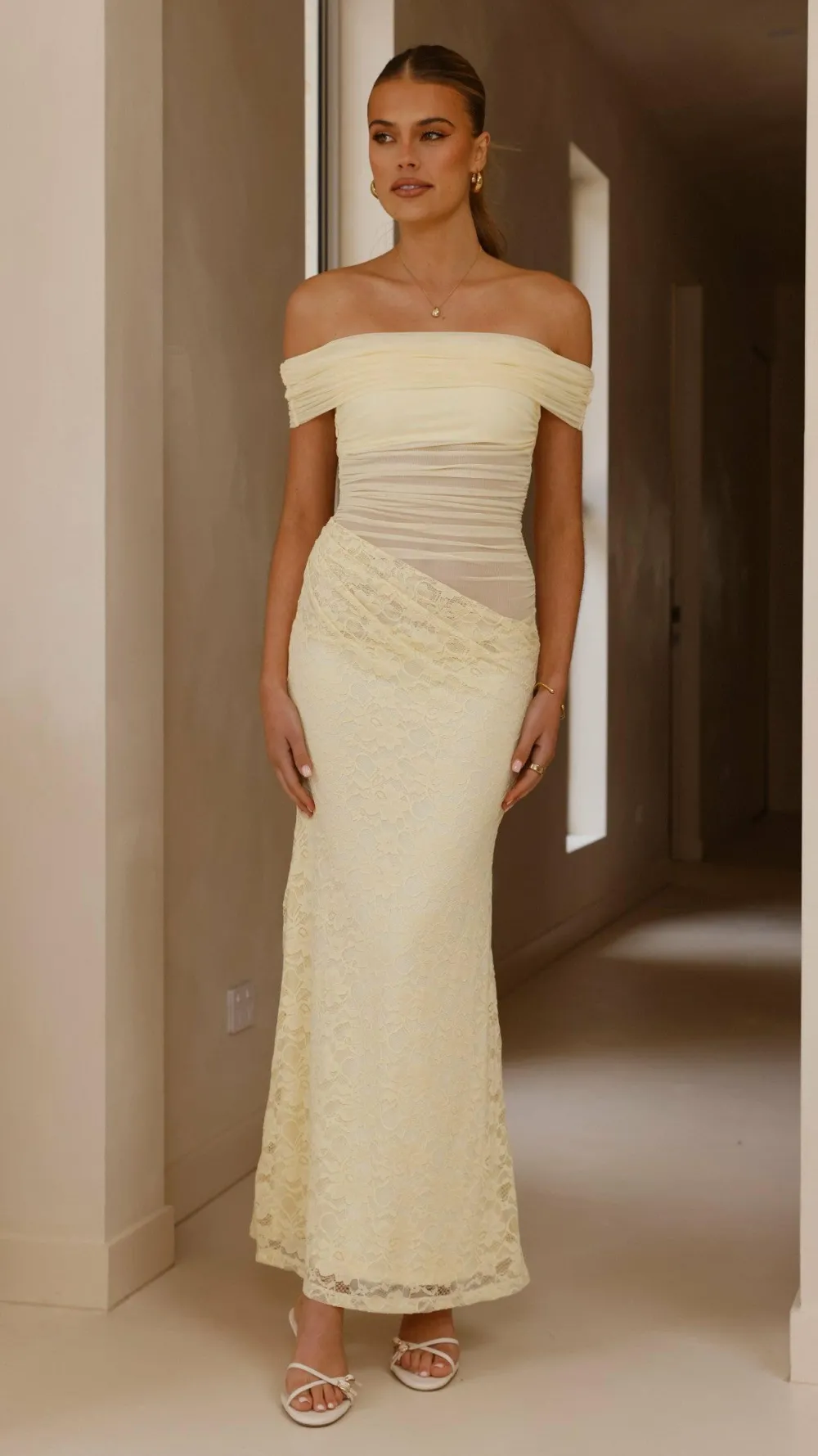 Sweet Acacia Dresses|Maxi^Tiarna Off The Shoulder Maxi Dress - Yellow
