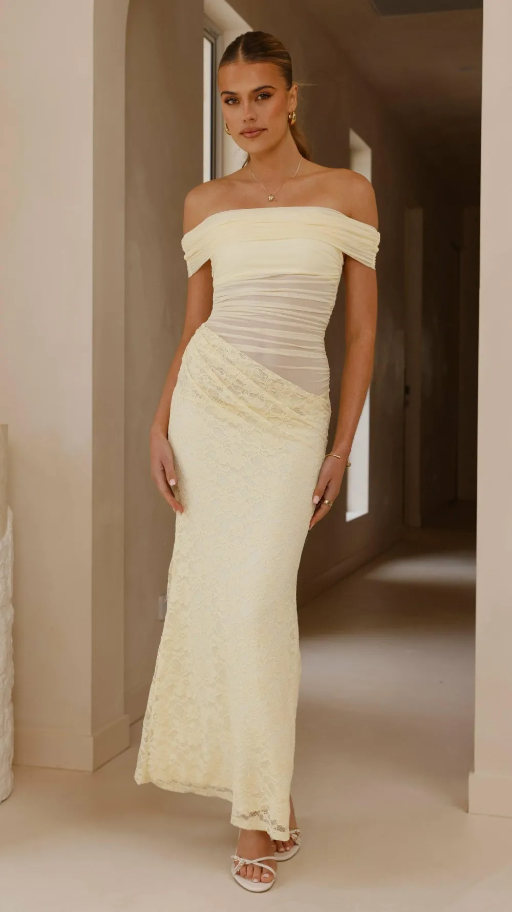 Sweet Acacia Dresses|Maxi^Tiarna Off The Shoulder Maxi Dress - Yellow