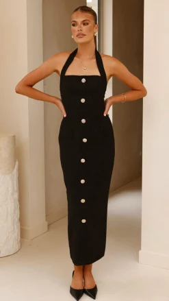 SASHA (BNE) Dresses|Midi^Tierra Button Midi Dress - Black