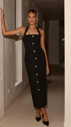 SASHA (BNE) Dresses|Midi^Tierra Button Midi Dress - Black