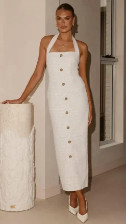 SASHA (BNE) Dresses|Midi^Tierra Button Midi Dress - White