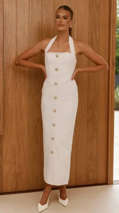 SASHA (BNE) Dresses|Midi^Tierra Button Midi Dress - White