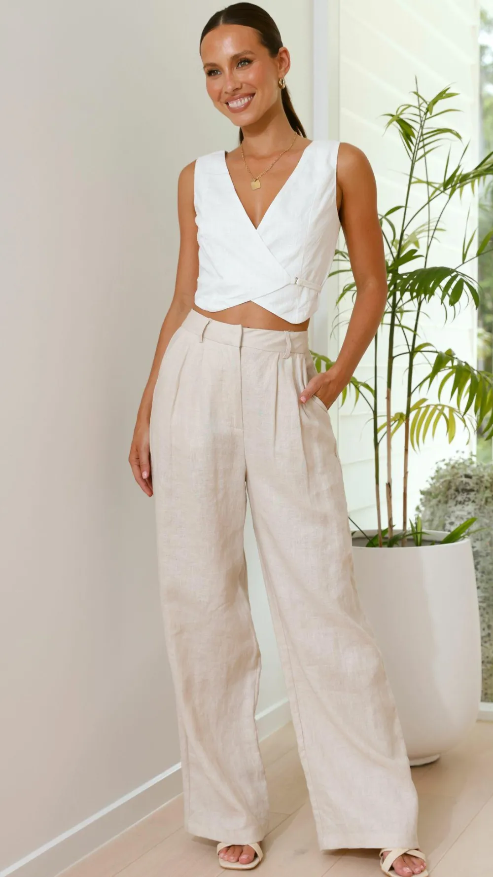 Fashion Allied Bottoms^Tillie Pants - Oatmeal