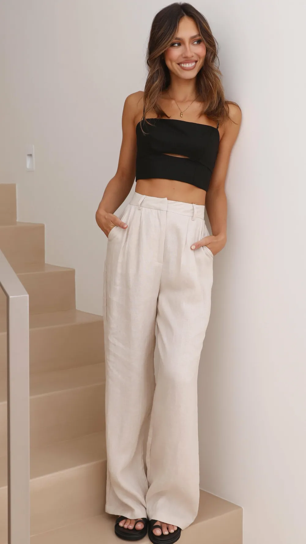 Fashion Allied Bottoms^Tillie Pants - Oatmeal