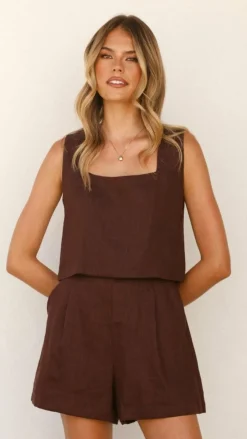Fashion Allied Sets^Tillie Shorts - Chocolate